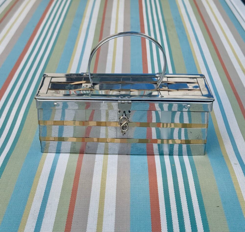 🪩 Vintage 1950s Dorset-Rex Fifth Avenue Two-Tone Woven Metal Box Clutch